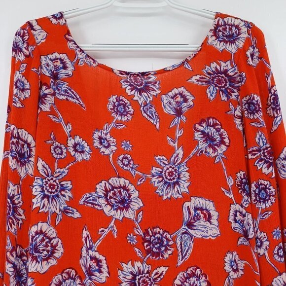 Billabong Orange Floral Shift Dress Women's XS Mini Boho Festival Hippie Beach - Picture 3 of 12